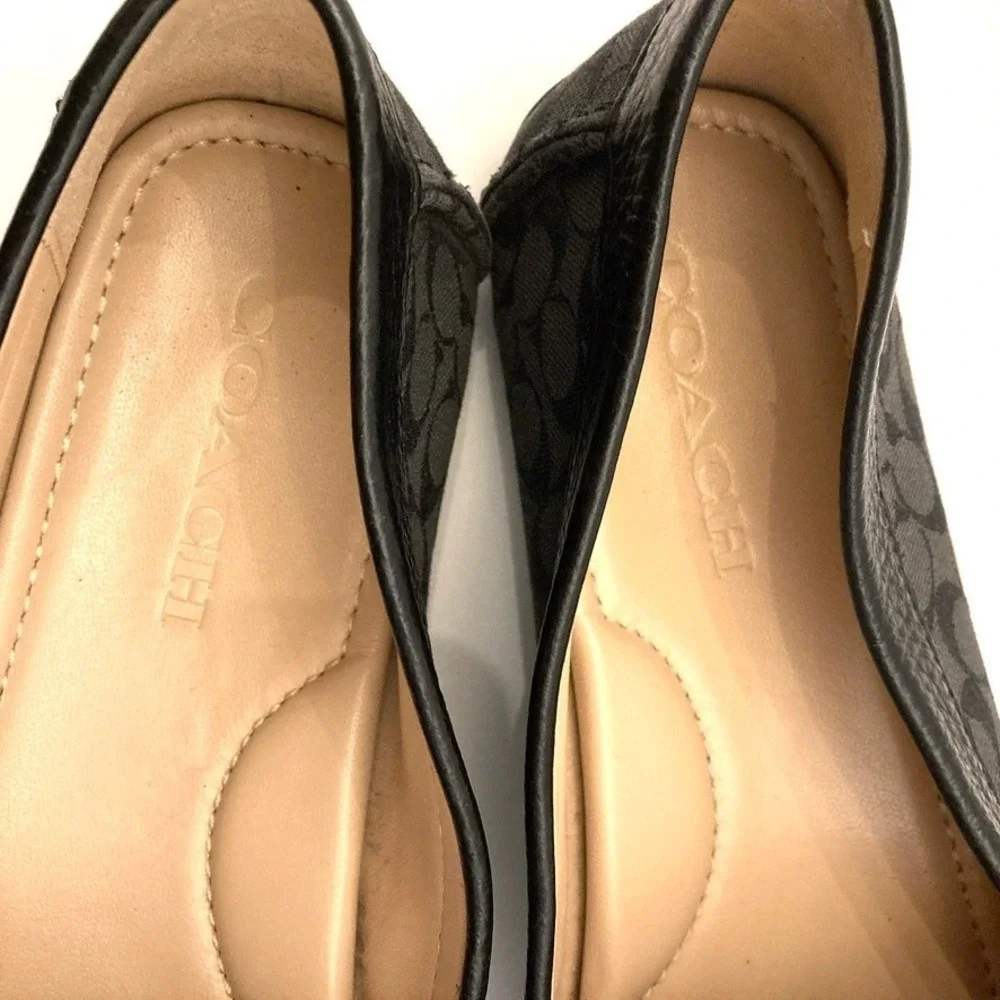 Coach Signature Loafer Black Logo Moc Toe Chain C Detail Womens 8.5 B EU 39